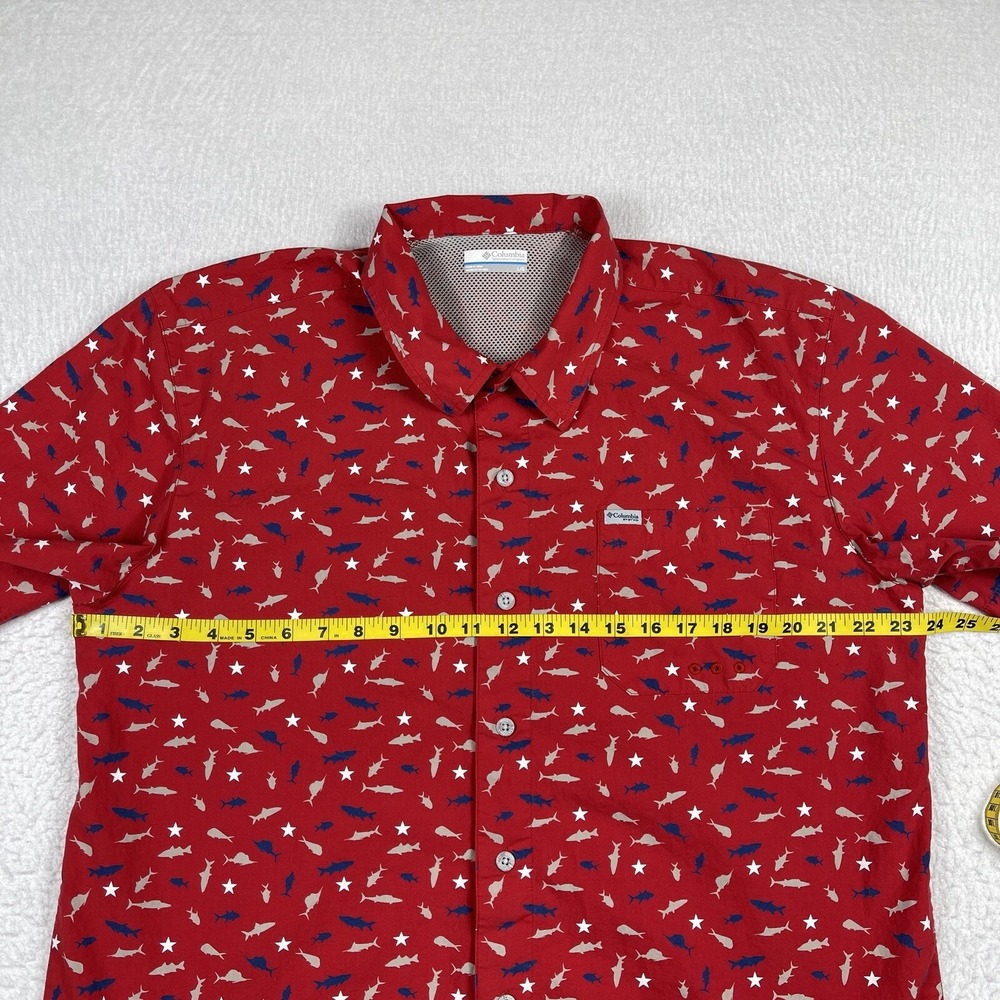 Columbia Shirt Mens Large Patriotic Angler PFG Vented Vacation Traveler Fishing - Picture 8 of 14